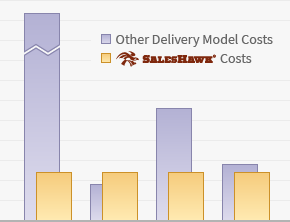 Cost comparsion between SalesHawk and other delivery models over time